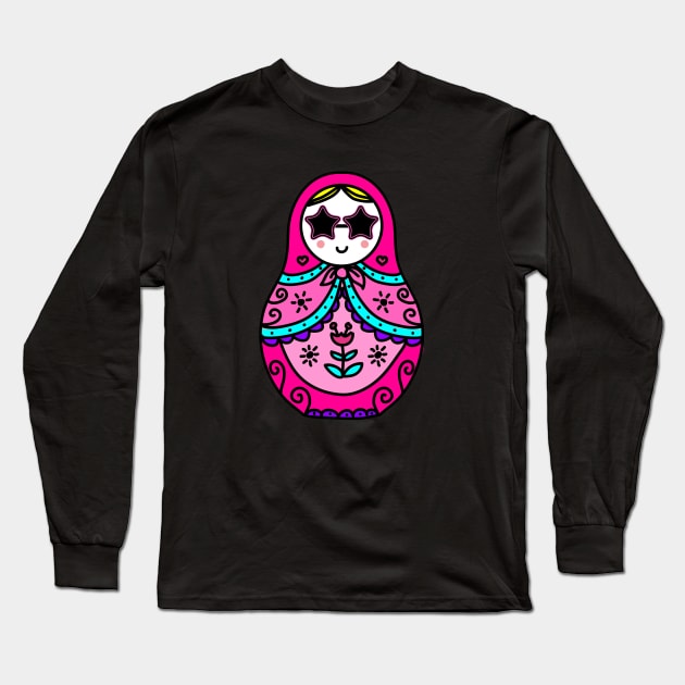 pink Russian Doll cute sunglasses star Long Sleeve T-Shirt by gossiprag